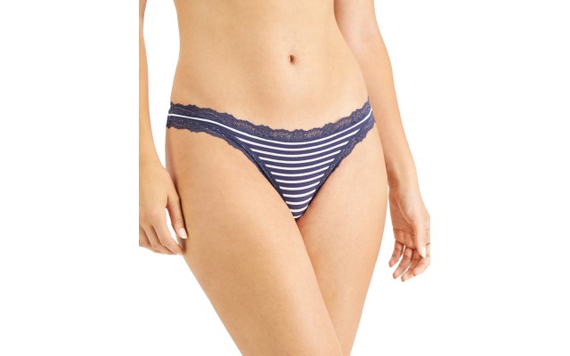  Women’s Lace-Trim Thong, Nairobi Stripe, XXL
