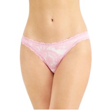 Jenni Women’s Lace-Trim Thong, Pink, Large