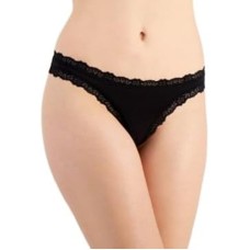 Jenni Women’s Lace-Trim Thong,Black, X-Large