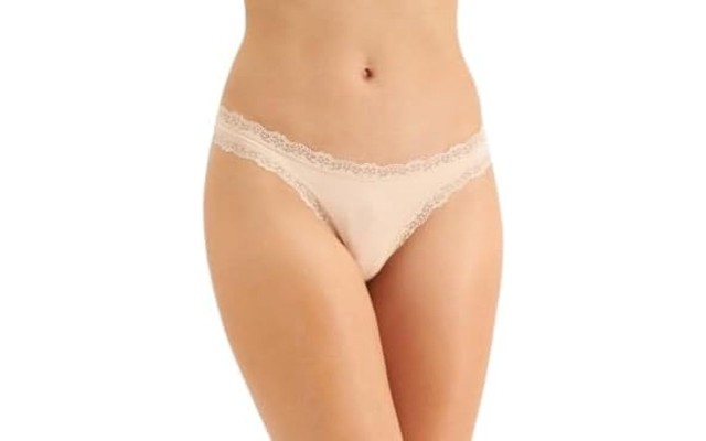  Women’s Lace-Trim Thong,Chai, XXX-Large