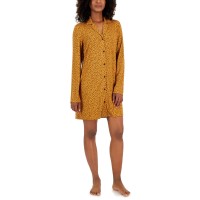 Jenni Women’s Notched-Collar Long-Sleeve Sleepshirt, Tiny Heart, Medium