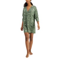 Jenni Women’s Printed Long-Sleeve Sleep Shirt, Green, Medium