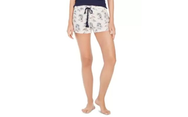  Women’s Printed Sleep Shorts, Navy, X-Small