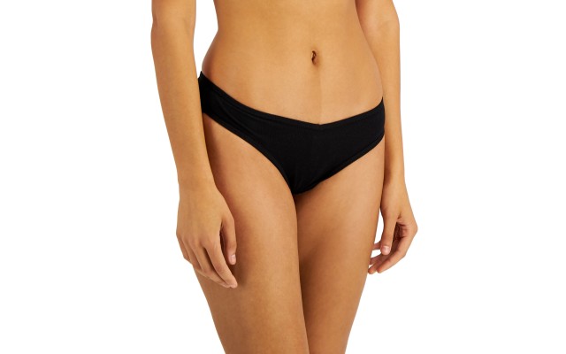  Women’s Ribbed Thong, Black, XL
