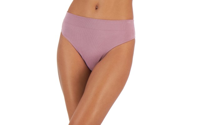  Women’s Seamless Ribbed Hi-Cut Thong, Antique Rose, Small