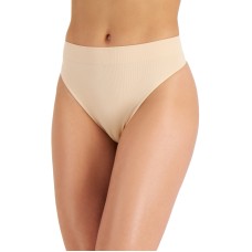 Jenni Women’s Seamless Ribbed Hi-Cut Thong, Beige, XL