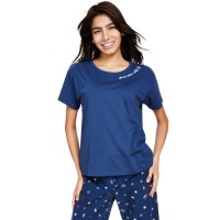 Jenni Women’s Short-Sleeve Graphic-Print Sleep Tee, Navy, Large