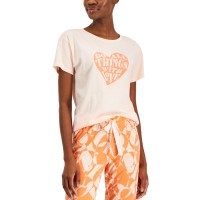Jenni Women’s Short-Sleeve Graphic-Print Sleep Tee, Orange, Small