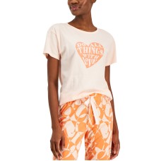 Jenni Women’s Short-Sleeve Graphic-Print Sleep Tee, Orange, Small