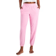 Jenni Women’s Smocked-Waist Terrycloth Jogger Pants, Pink, Small