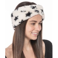 Jenni Womens Solid Sherpa Headband, Black/White, 10″x 4″