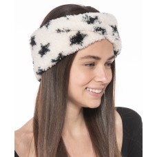 Jenni Womens Solid Sherpa Headband, Black/White, 10″x 4″