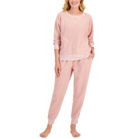 Jenni Women’s Solid Sherpa Pajama Set, Pink, Small