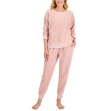 Jenni Women’s Solid Sherpa Pajama Set, Pink, Small