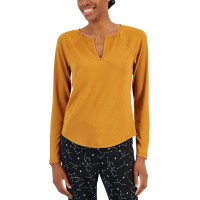 Jenni Women’s Split-Neck Pajama Top (Clay Ridge, Large)