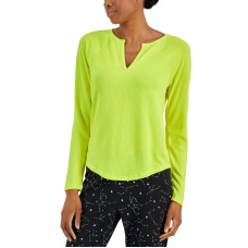 Jenni Women’s Split-Neck Pajama Top (Electric Yellow, Medium)
