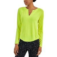 Jenni Women’s Split-Neck Pajama Top (Electric Yellow, X-Large)