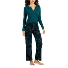 Jenni Women’s Split-Neck Pajama Top, Green, Medium