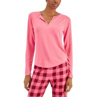 Jenni Women’s Split-Neck Pajama Top (Prism Pink, X-Small)