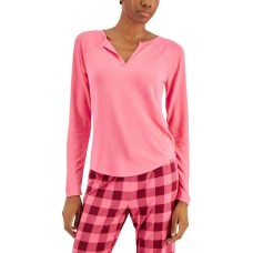 Jenni Women’s Split-Neck Pajama Top (Prism Pink, X-Small)