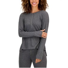 Jenni Women’s Waffle Henley Sleep Top, Gray, Small