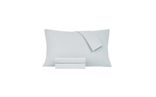  Washed Microfiber Solid 4 Pc. Sheet Set, California King Bedding, Gray