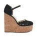  Marshela Ankle-Strap Platform Wedge Sandals, Black, 9.5M