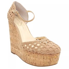Jessica Simpson Marshela Ankle-Strap Platform Wedge Sandals, Beige, 9M