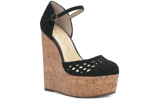  Marshela Ankle-Strap Platform Wedge Sandals, Black, 9.5M