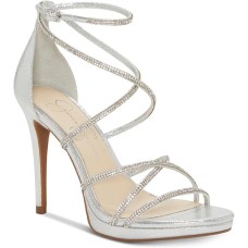 Jessica Simpson Women’s Jaeya Strappy Dress Sandal Heeled, Platinum, 10 M US