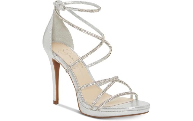  Women’s Jaeya Strappy Dress Sandal Heeled, Platinum, 10 M US