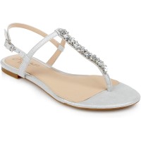 Jewel Badgley Mischka Dafina Thong Flat Sandals, Silver, 6.5