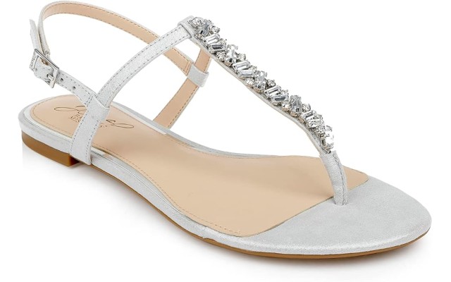  Dafina Thong Flat Sandals, Silver, 6.5