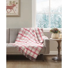 Jla Home Holiday Plaid Throw, 50″ x 60″, White/Red