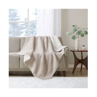 Jla Home Reversible Waffle Weave Throw, 50″ x 60″, Beige