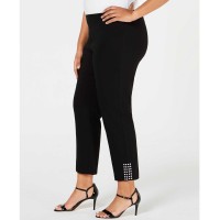 JM Collection Plus Size Pull-On Stud-Accented Ankle Pants