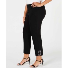 JM Collection Plus Size Pull-On Stud-Accented Ankle Pants