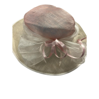Josette Large Down Brim Hat, Pink/Ivory