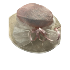 Josette Large Down Brim Hat, Pink/Ivory