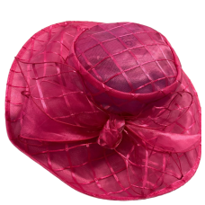 Josette Plaid Organza Down Brim Hat, Pink