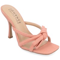 Journee Collection Womens Cilicia Slip On Multi Strap Open Toe Pumps, Rose, 7M