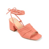 Journee Collection Womens Felisity Faux Suede Square Toe Lace-Up Heels, Brick, 8M
