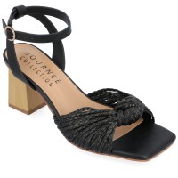 Journee Collection Womens Galinda Tru Comfort Foam Low Block Heel Sandals, Black, 6.5
