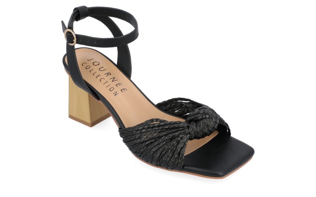  Womens Galinda Tru Comfort Foam Low Block Heel Sandals, Black, 6.5