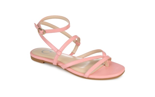  Womens Serissa Multi Strap Flat Sandals, Pink, 8.5