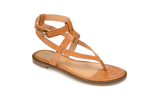  Womens Tangie Tru Comfort Foam Multi Strap Flat Sandals, Tan, 9.5