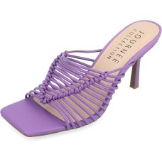 Journee Womens Saskia Tru Comfort Foam Mid Heel Open Toe Sandals, Purple, 5.5M