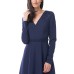  Womens Akala V-Neck High-Low Gown Dress, Navy, 8