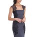  Women’s Embellished Lace-Trim Satin Mermaid Gown Dress, Gunmetal, 8
