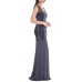  Women’s Embellished Lace-Trim Satin Mermaid Gown Dress, Gunmetal, 8